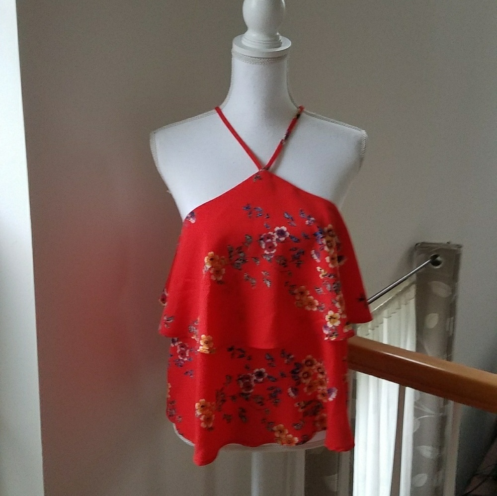 Love on a Hanger Red Floral Tank Size M NWOT